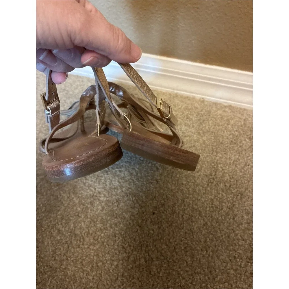 Kate Spade Clorinda Sandals Size 7 Bronze Metal Leather Flats